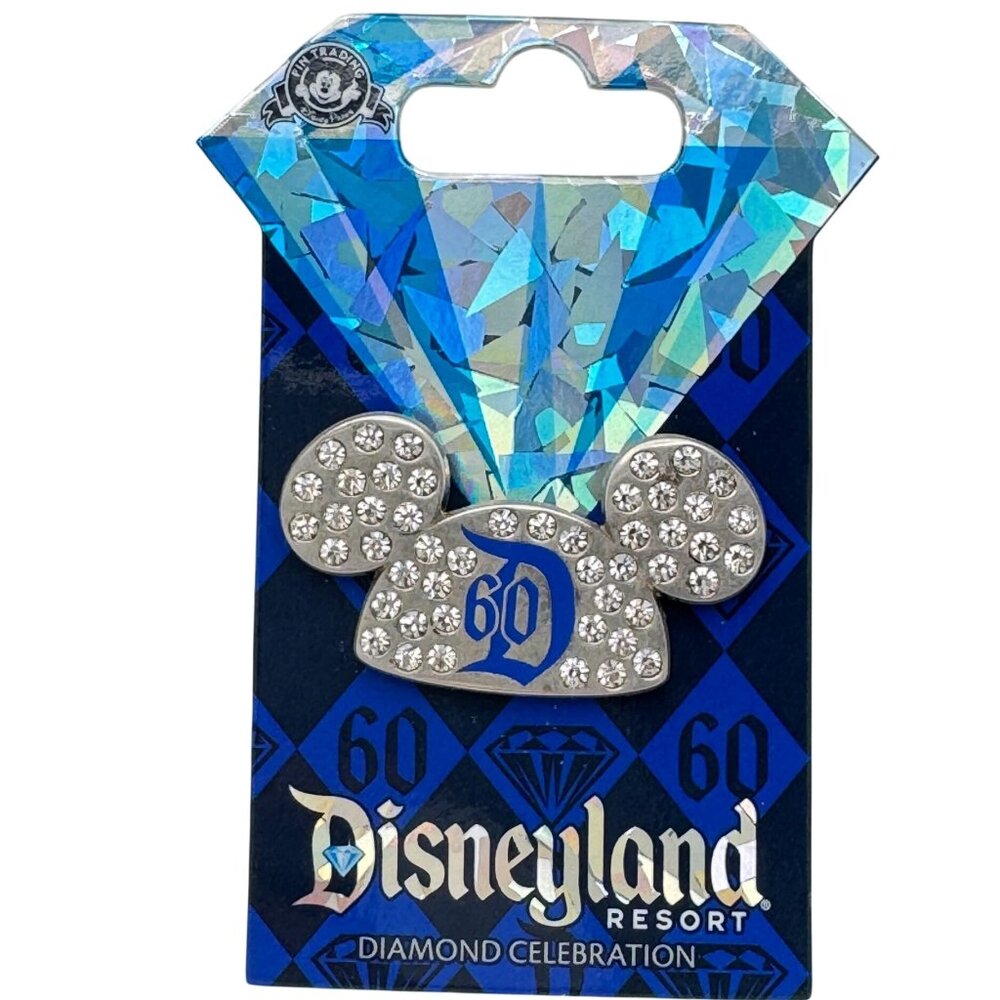 Disney Pin 60th Anniversary Diamond Celebration Jeweled Mickey Ears Hat Trading